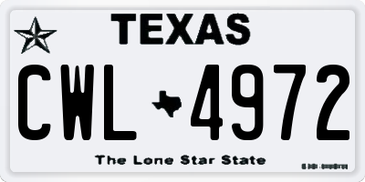 TX license plate CWL4972