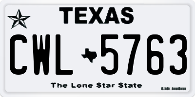TX license plate CWL5763
