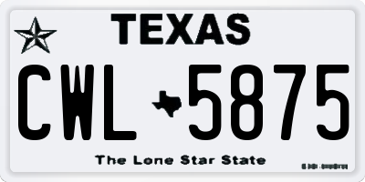 TX license plate CWL5875