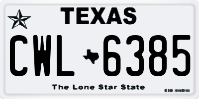 TX license plate CWL6385