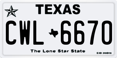 TX license plate CWL6670