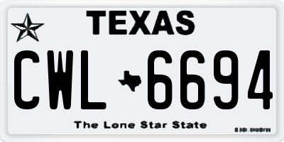 TX license plate CWL6694
