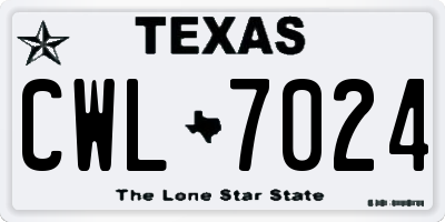 TX license plate CWL7024