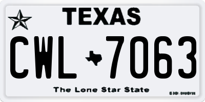 TX license plate CWL7063