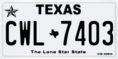 TX license plate CWL7403