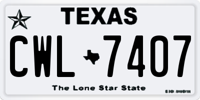 TX license plate CWL7407