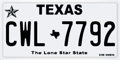 TX license plate CWL7792