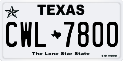 TX license plate CWL7800