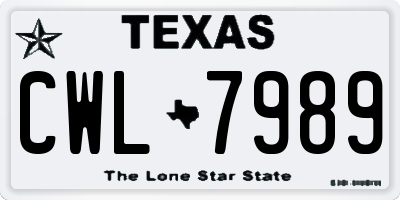 TX license plate CWL7989