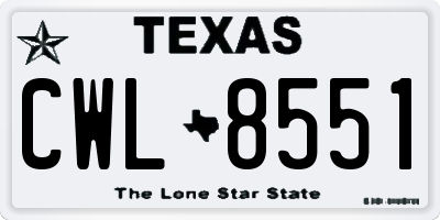 TX license plate CWL8551