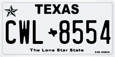 TX license plate CWL8554