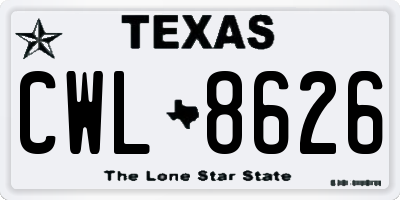 TX license plate CWL8626