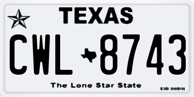 TX license plate CWL8743