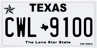 TX license plate CWL9100