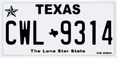 TX license plate CWL9314