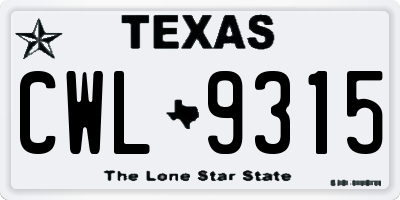 TX license plate CWL9315