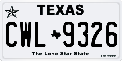 TX license plate CWL9326
