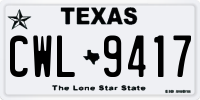 TX license plate CWL9417