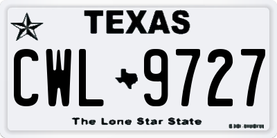 TX license plate CWL9727