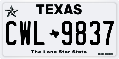 TX license plate CWL9837