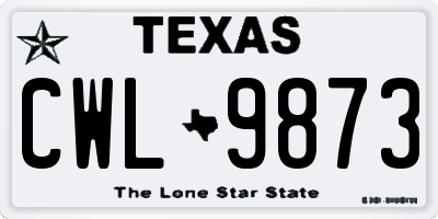 TX license plate CWL9873