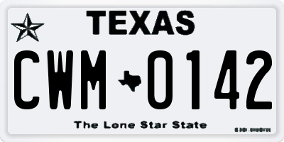 TX license plate CWM0142