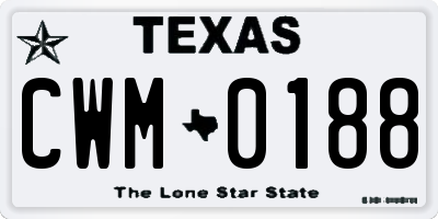TX license plate CWM0188