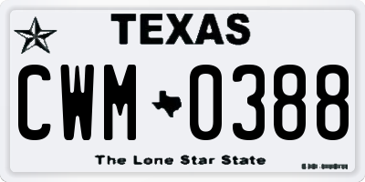 TX license plate CWM0388