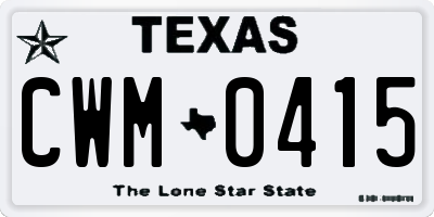 TX license plate CWM0415