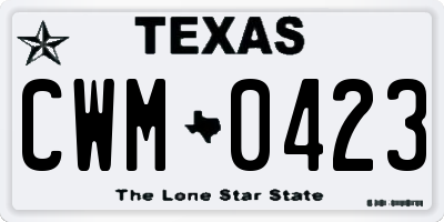 TX license plate CWM0423