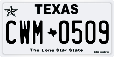 TX license plate CWM0509
