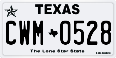 TX license plate CWM0528