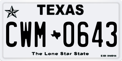 TX license plate CWM0643