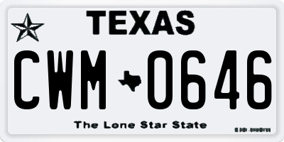 TX license plate CWM0646