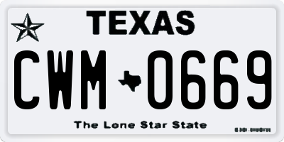 TX license plate CWM0669