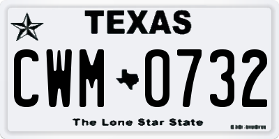 TX license plate CWM0732