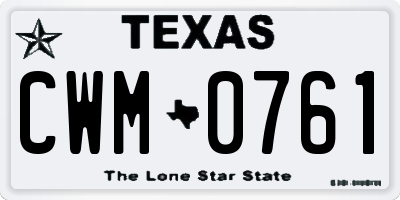 TX license plate CWM0761