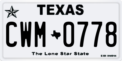 TX license plate CWM0778