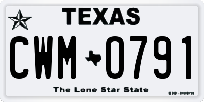 TX license plate CWM0791