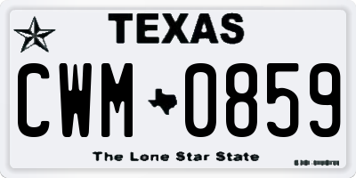 TX license plate CWM0859