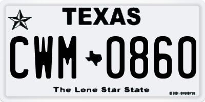 TX license plate CWM0860