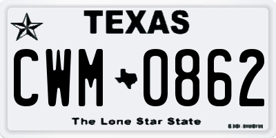 TX license plate CWM0862
