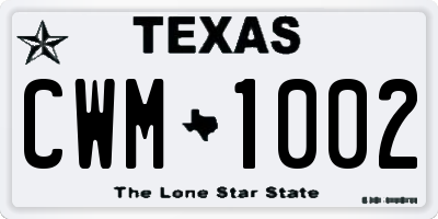 TX license plate CWM1002