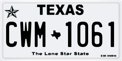 TX license plate CWM1061