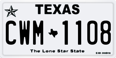 TX license plate CWM1108