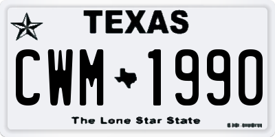 TX license plate CWM1990