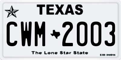 TX license plate CWM2003