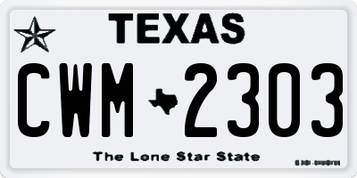 TX license plate CWM2303