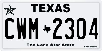 TX license plate CWM2304