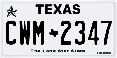 TX license plate CWM2347